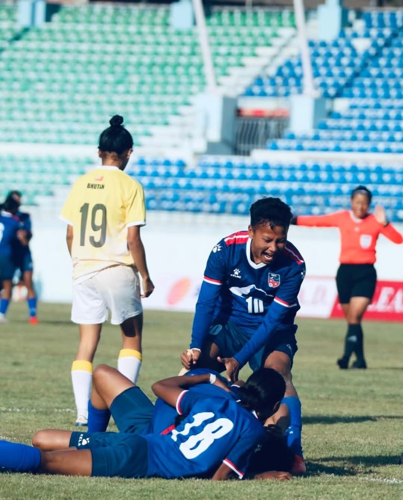 नेपालको महिला यू-१९ राष्ट्रिय टोली र भुटानको महिला यू-१९ राष्ट्रिय टोलीबीच भएको मैत्रीपूर्ण फुटबल खेल बराबरीमा
