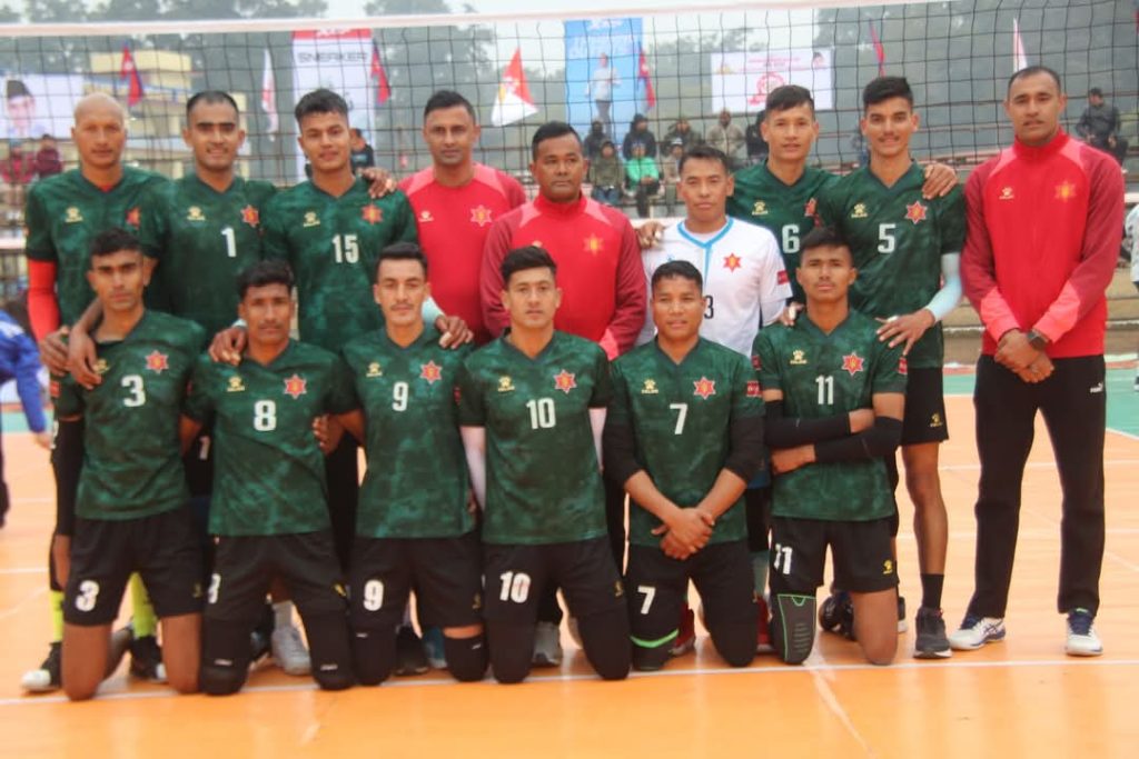 इन्डो–नेपाल रनिङ शिल्ड पुरुष भलिबल च्याम्पियनसिप’को उपाधि विभागिय टोली त्रिभुवन आर्मी क्लबकाे पाेल्टाेमा